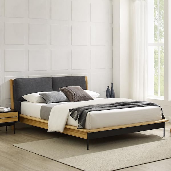 Unbranded Spencer Brown Sand Wood Frame King Platform Bed