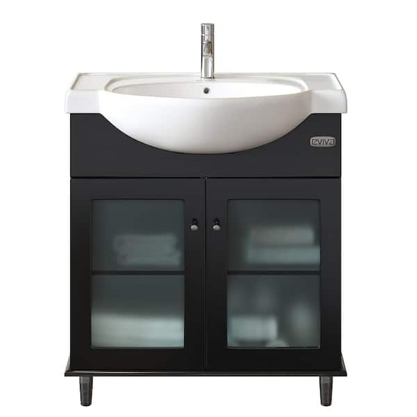 Eviva Tux 36 in. W x 19 in. D x 33 in. H Bathroom Vanity in Espresso with White Ceramic Top with White Sink