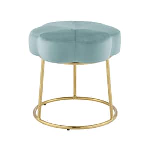 Vanessa Teal Backless Iron Base Vanity Stool 17.75 in. H x 17.75 in. W x 17.75 in. D