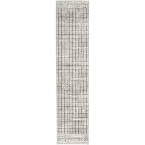 Concerto Ivory/Grey 2 ft. x 10 ft. Abstract Contemporary Runner Rug