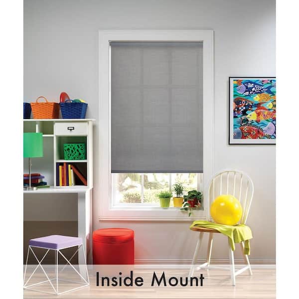 Bali Cut-to-Size Charcoal Cordless Vinyl Premium 90% UV Blocking Solar Roller Shade - 34 in. W x 72 in. L