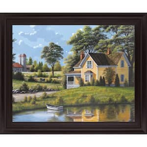 "Yellow House" By Saunders Framed Print Nature Wall Art 28 in. x 34 in.