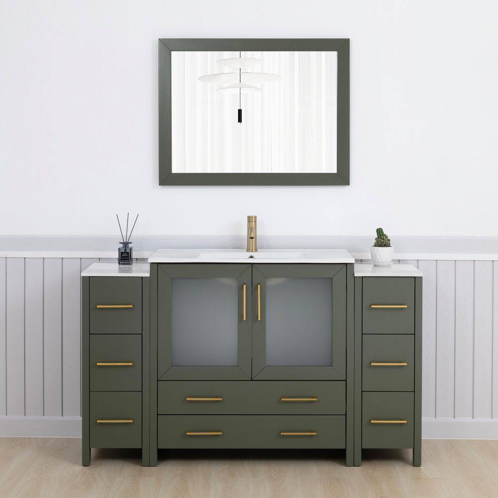 60 in. W x 18 in. D x 36 in. H Vintage Green Bath Vanity with White Ceramic Top and Mirror price history on PriceWatchPro