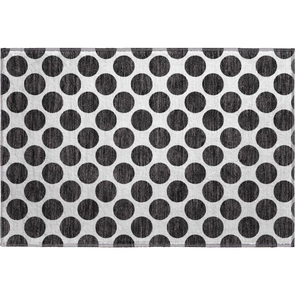 Mayfield Premium Machine Washable Abstract AMF980 Black 1 ft. 8 in. x 2 ft. 6 in. Area Rug