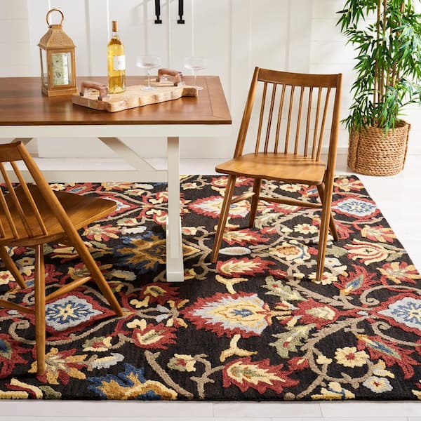 Blossom Charcoal/Multi 8 ft. x 8 ft. Geometric Floral Square Area Rug