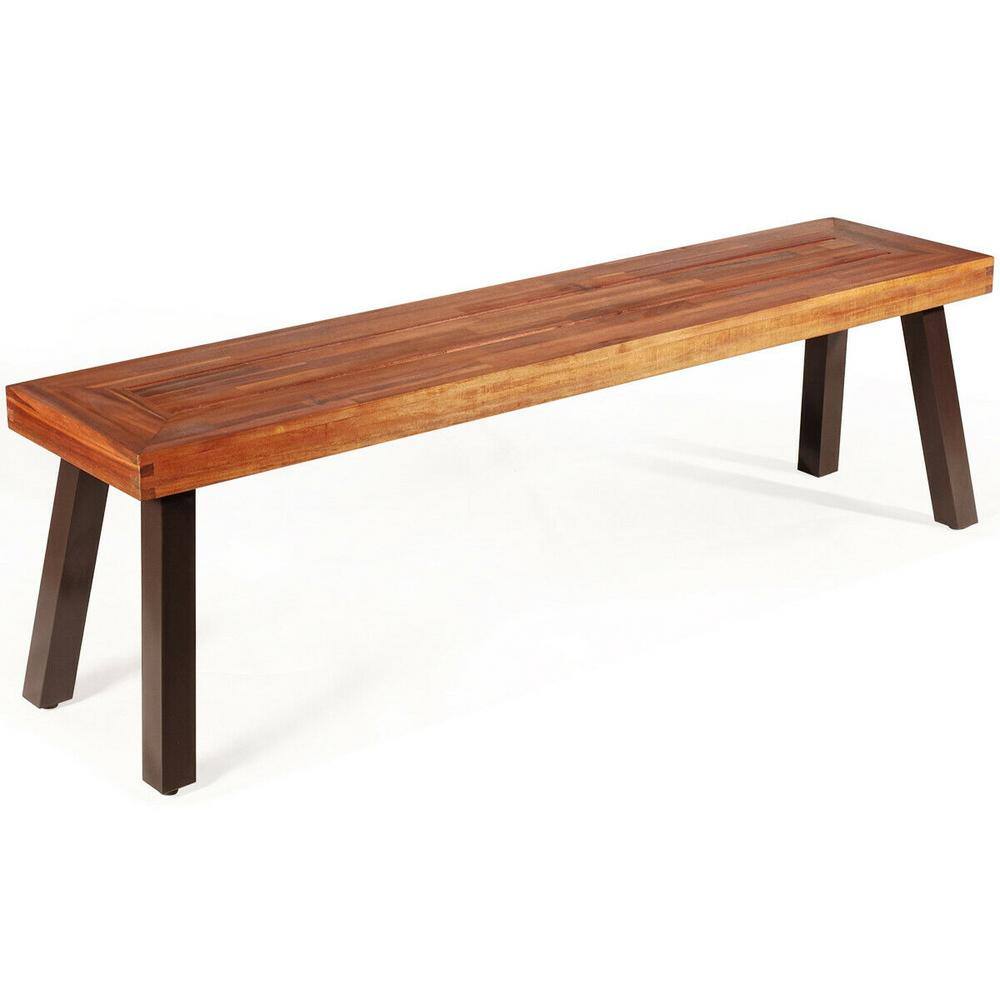 Brown Solid Acacia Wood Outdoor Bench Seat with Steel Legs price history on PriceWatchPro