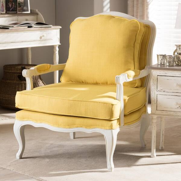Baxton Studio Antoinette Yellow Fabric Upholstered Accent Chair