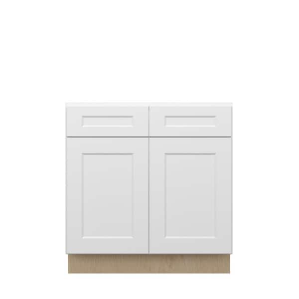 Norfolk Shaker 33 in. W x 34.5 in. H x 24 in. D in Painted White Plywood Assembled Base Cabinet