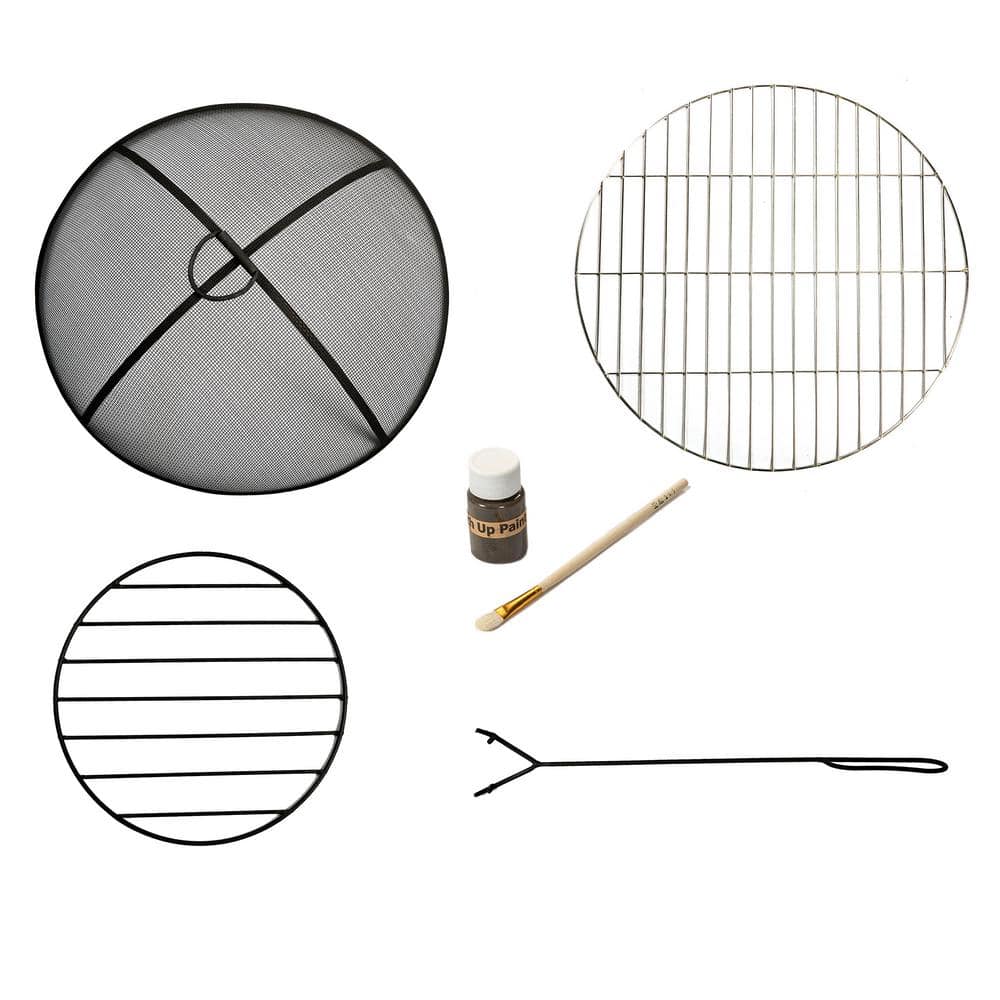 Gray Faux Concrete Round Wood Burning Fire Pit