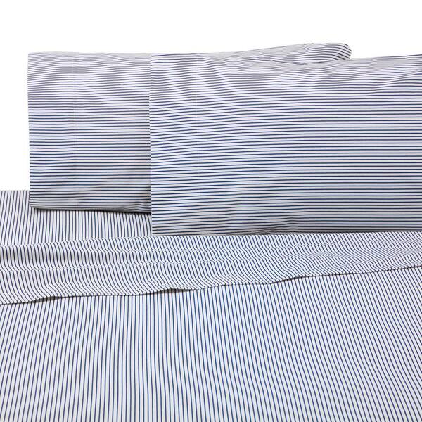 IZOD Bradley Stripe 3-Piece Blue Cotton/Poly Twin Sheet Set