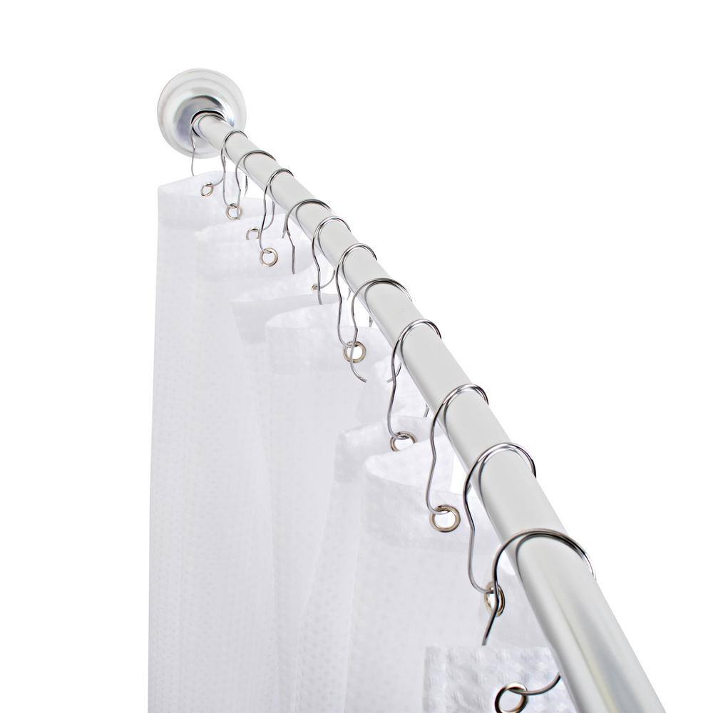 Adjustable Chrome Aluminum Curved Shower Rod, 45-72 Inches