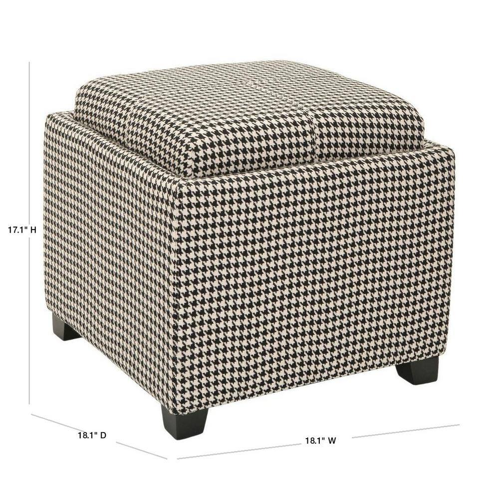 Transitional Harrison Black & White Birchwood Tray Ottoman