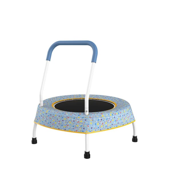 Blue Indoor and Outdoor Toddler Trampoline for Kids with Handle, Baby Gifts for Boys and Girls