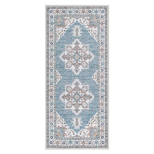Florence Chenille Blue 2 ft. x 5 ft. Woven Oriental Polyester Area Rug