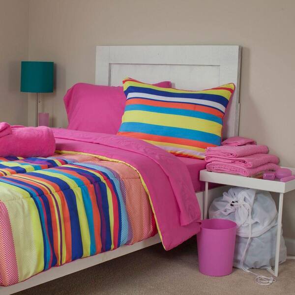 Lavish Home Siera Reversible 25-Piece Twin XL Dorm Linen Set in Pink