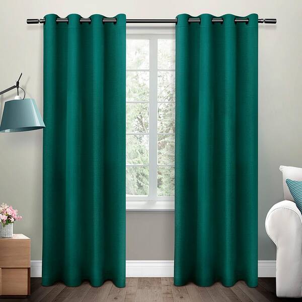 Unbranded Jakarta Teal Textured Basketweave Grommet Top Window Curtain
