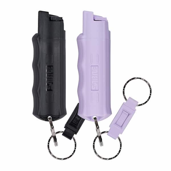 Pepper Spray with Quick Release Key Ring, 25 Bursts, Black and Lavender, 2-Pack