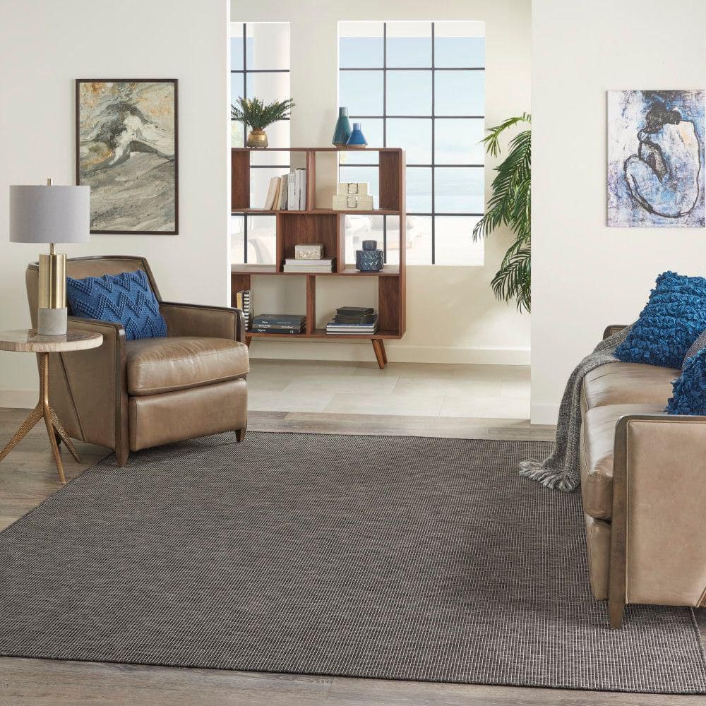 Charcoal 6' x 9' Solid Synthetic Flat Woven Rug