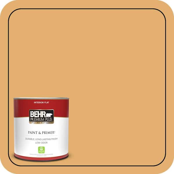 BEHR PREMIUM PLUS 1 qt. #M260-5 Mac N Cheese Flat Low Odor Interior Paint & Primer