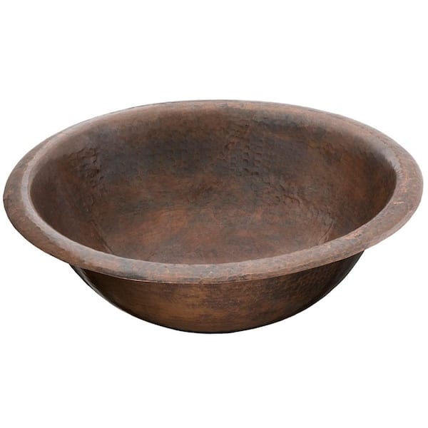 SINKOLOGY Undermount or Drop-in Solid Copper Bathroom Sink in Hammered Aged Copper