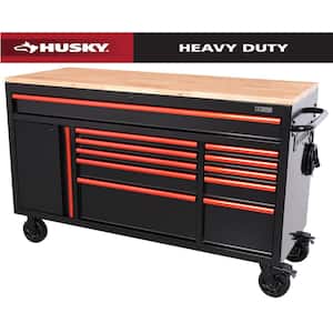 Husky 52 in. W x 25 in. D Heavy Duty 9-Drawer Mobile Workbench
