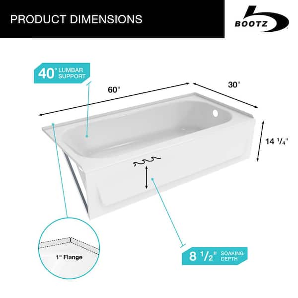 Aloha 60 in. x 30 in. Alcove Soaking Bathtub with Right Drain in White