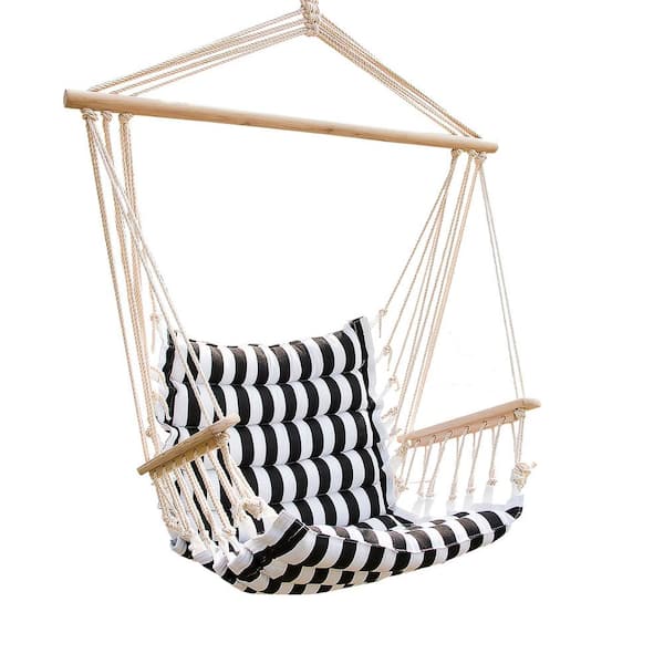 43 In X 22 In Hammock Hanging Swing Chair In Black And White Stripes Ushg1048 The Home Depot