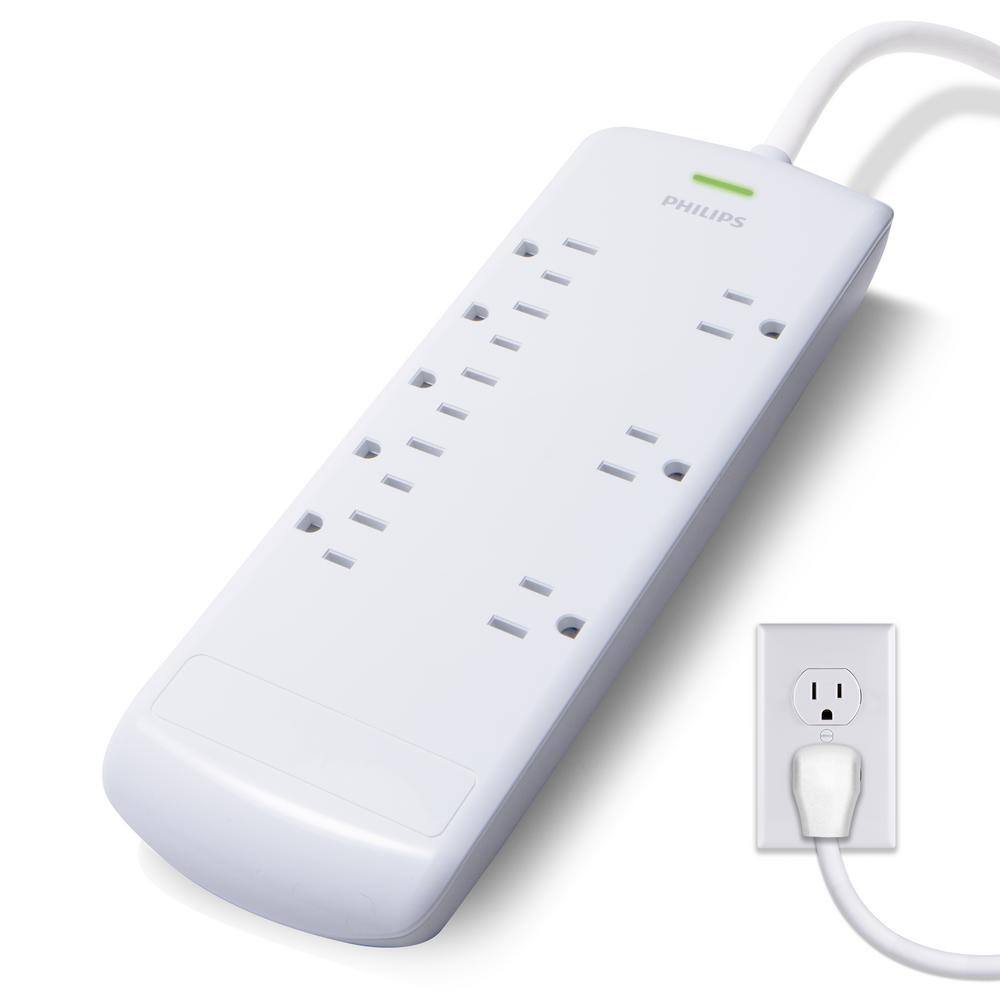 Philips 8Outlet Power Strip Surge Protector with 8 ft. extralong