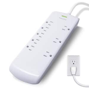 8-Outlet Power Strip Surge Protector with 8 ft. extra-long power cord in White