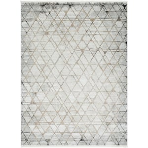 Obsession Gray 7 ft. x 9 ft. Geometric Indoor Area Rug