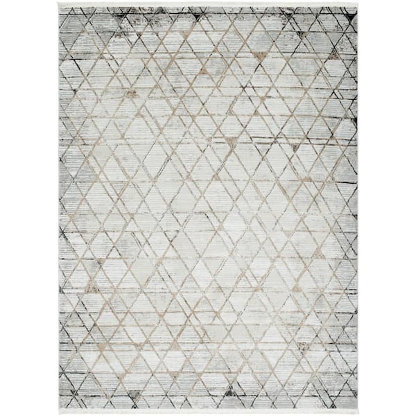 Livabliss Obsession Gray 7 ft. x 9 ft. Geometric Indoor Area Rug