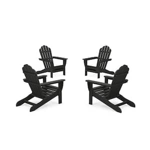 Monterey Bay 4-Piece Plastic Patio Conversation Set Adirondack Chair in Charcoal Black