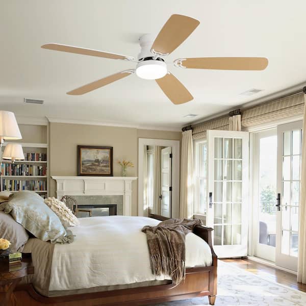 42 in. Indoor Integrated LED White Ceiling Fan with Light Kit and Remote Control for Bedroom