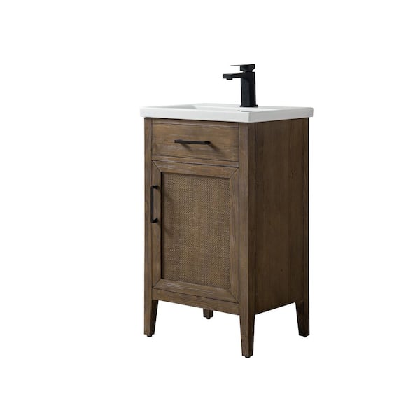 Cove 20 in. W Bath Vanity in Antique Brown with Ceramic Vanity Top in White with White Sink