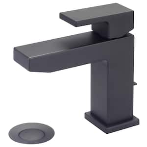 Mod Single Hole Single-Handle Bathroom Faucet in Matte Black with Drain Assembly