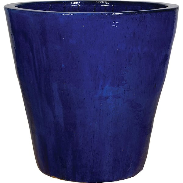 Unbranded 30.5 in. Falling Blue Ceramic Vaso Planter