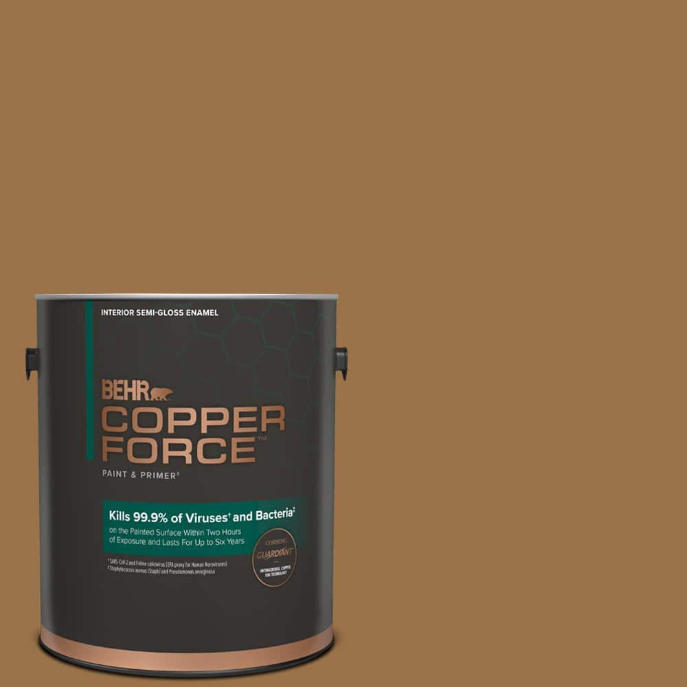 COPPER FORCE 1 Gal. #HDC-NT-28 Soft Bronze Semi-Gloss Enamel Virucidal and  Antibacterial Interior Paint & Primer 319301 - The Home Depot