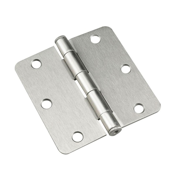 Onward 3-1/2 in. x 3-1/2 in. Brushed Nickel Full Mortise Butt Hinge with Removable Pin (2-Pack)
