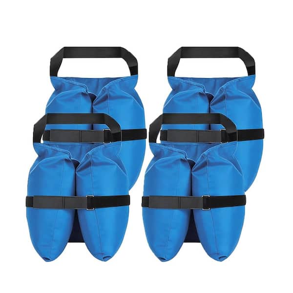 140 lbs. Heavy Duty 3-Compartment Canopy Sand Bags for Pop Up Tent Legs, (4-Pack, Blue)
