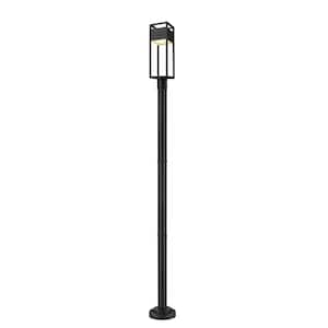 Barwick 95 in. 1-Light Black Aluminum Hardwired Outdoor Weather Resistant Post Light Set LED