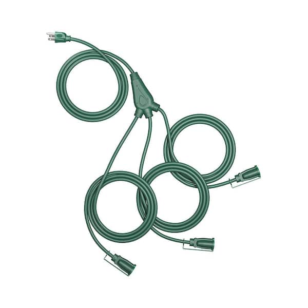 DEWENWILS 25 ft. 16/3C SJTW Outdoor Extension Cord with 3-Outlets and Safety Cover, Green
