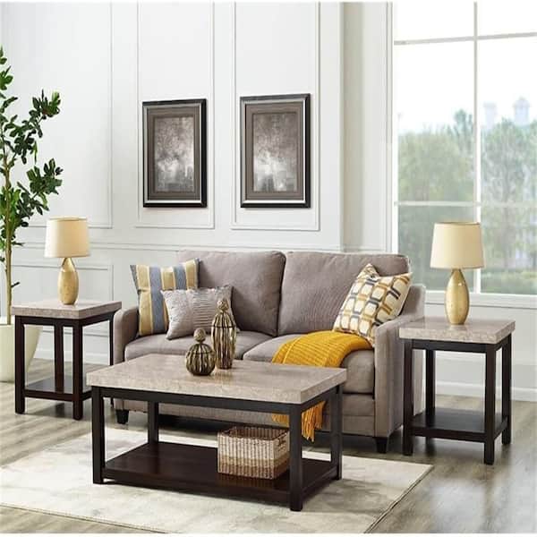 16.5 in. Brown Finish Rectangle Wood End Table