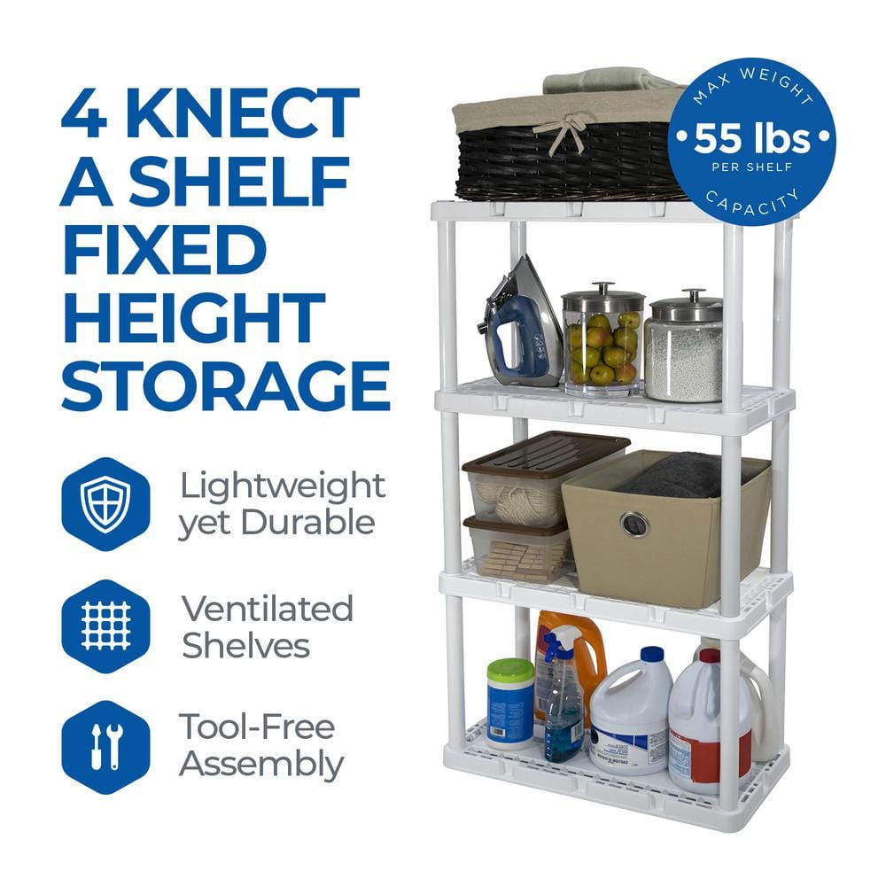 Gracious Living 48" White Solid 4-Shelf Light-Duty Storage Unit