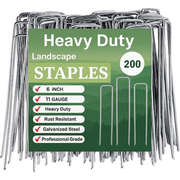 Heavy Duty Garden Stakes, Galvanized Landscape Staples and Fence Stake Heavy Duty (200-Count)