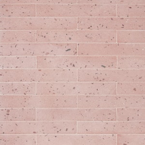 Fusion Brick Blush Pink 2.48 in. x 15.74 in. Natural Terrazzo Cement Subway Wall Tile (5.38 sq. ft./Case)