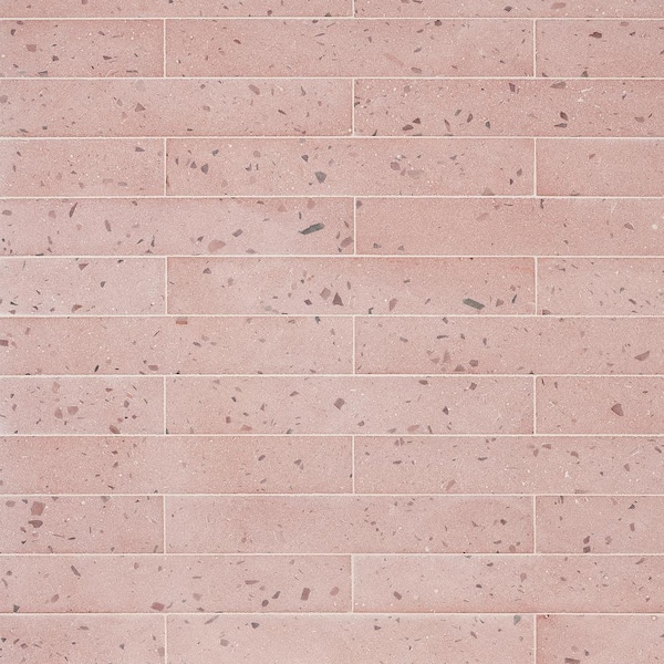 Ivy Hill Tile Fusion Brick Blush Pink 2.48 in. x 15.74 in. Natural Terrazzo Cement Subway Wall Tile (5.38 sq. ft./Case)
