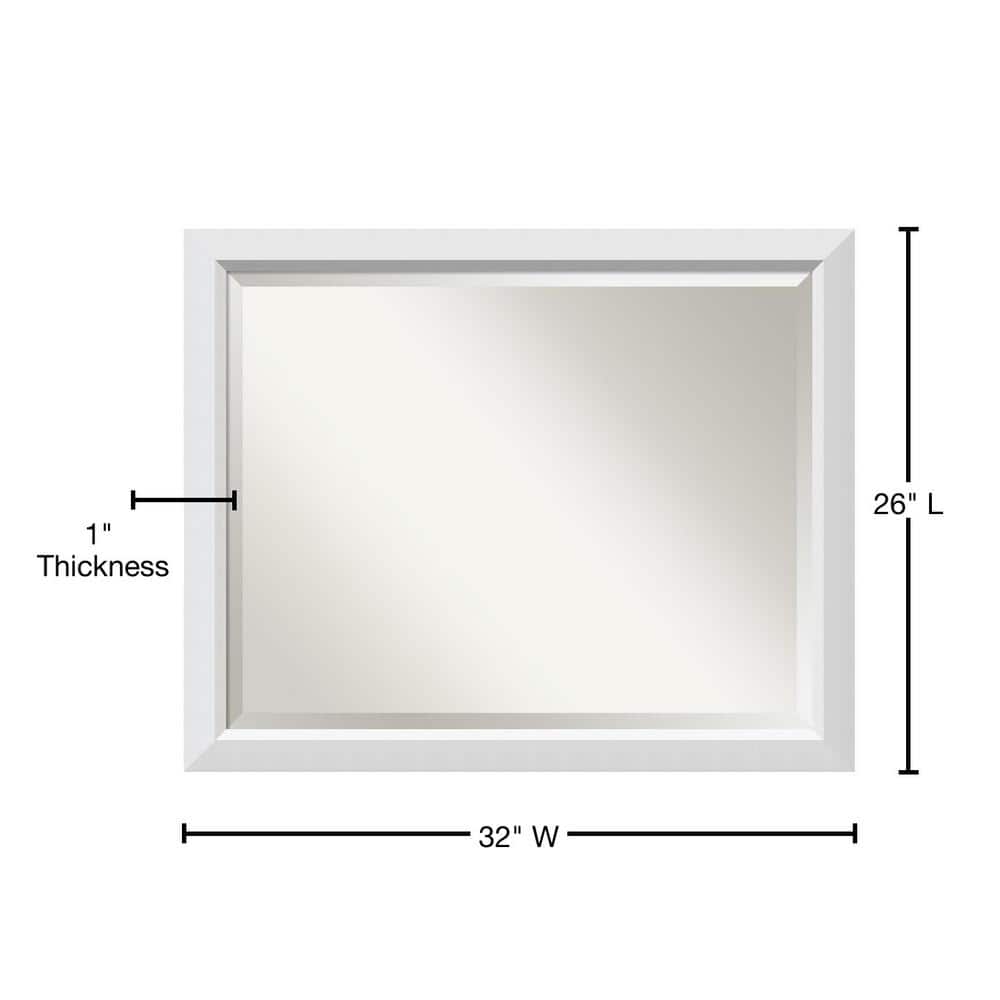 Blanco White Rectangular Wood Bathroom Vanity Mirror