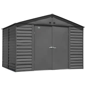 Select 10 ft. W x 8 ft. D Charcoal Metal Shed 74 sq. ft.