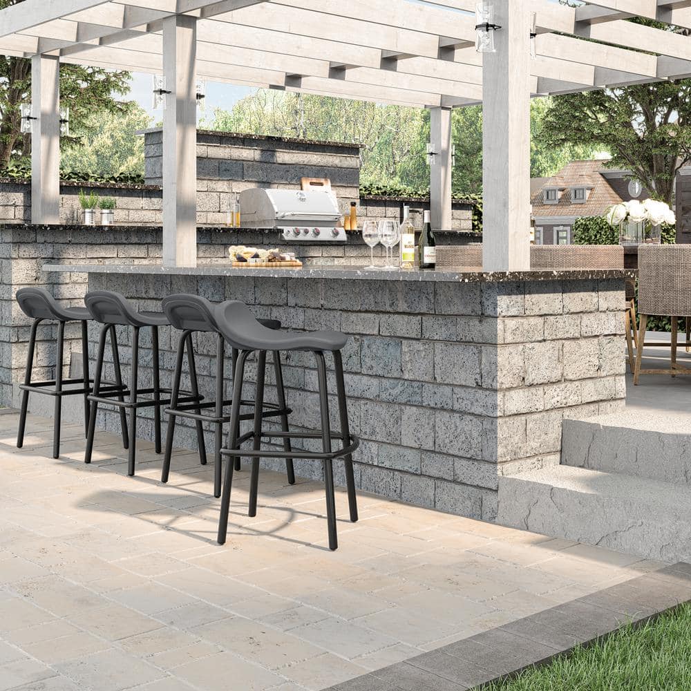 Suncast Gray Resin and Steel Outdoor Bar Chair Set