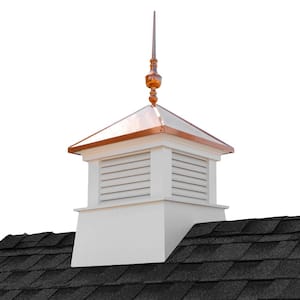Manchester 26 in. x 26 in. x 59 in. H Square Vinyl Cupola with Victoria Copper Finial